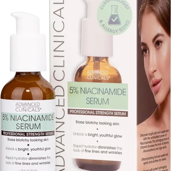 Advanced Clinicals Niacinamide Serum - 5% For Face W/Hyaluronic Acid Serum, Ferulic Acid, Aloe Vera, Dark Spot & Age Spot Remover 1.75 Fl Oz