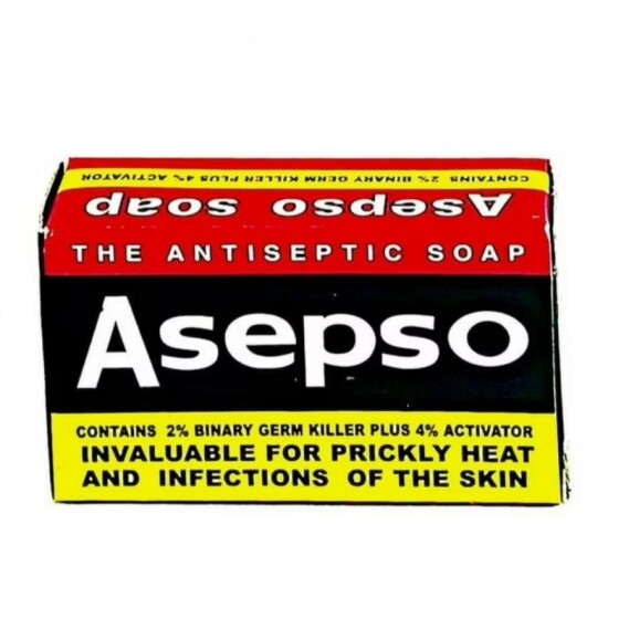 Asepso ANTISEPTIC SOAP CONTAINS 2% BINARY GERM KILLER PLUS 4 ACTIVATOR  INVALUABLE FOR PRICKLY HEAT AND INFECTIONS 80G