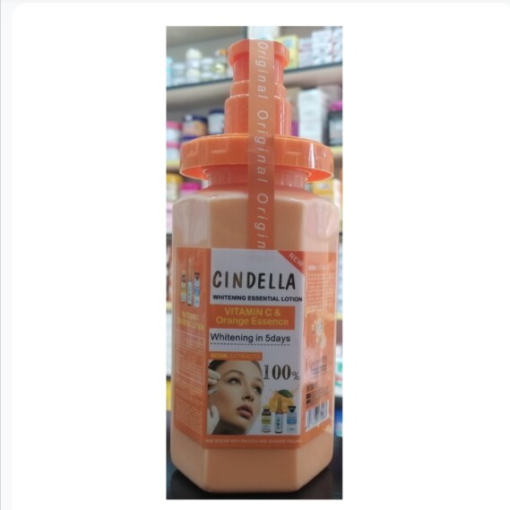 CINDELLA WHITENING ESSENTIAL LOTION 500ML, VITAMIN C & Orange Essence  Whitening in 5days