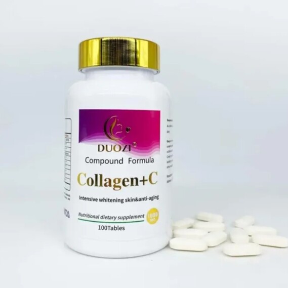 DUOZI Collagen+C Compound Formula, Intensive Whitening Skin & Anti-Aging, 100 Tablets