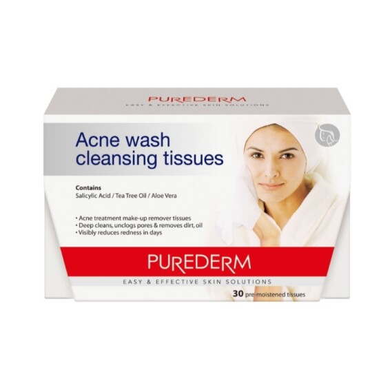 Pure Derm Acne Wash Cleansing Tissues