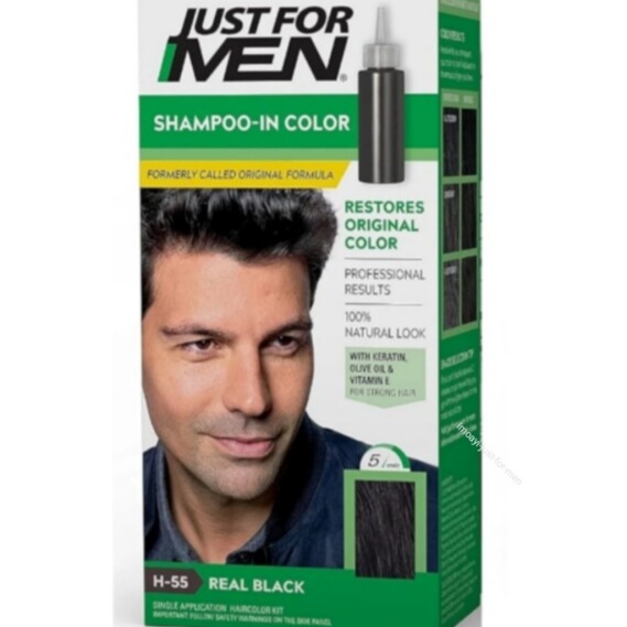 Just For Men Shampoo-In Color (Grey, Real Black)