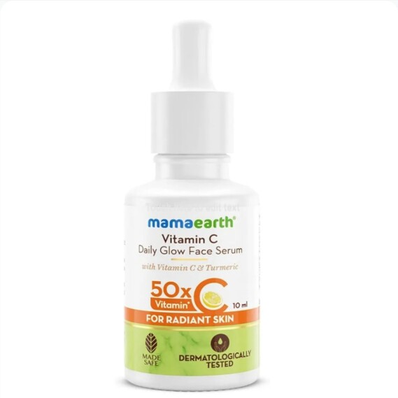 Mamaearth Vitamin C Daily Glow Face Serum Youthful Radiant Skin with Turmeric 0.34 Fl Oz (10ml)