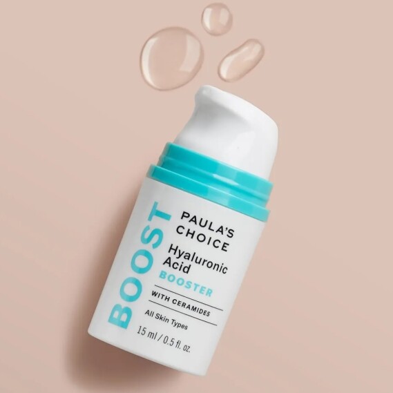 PAULA'S CHOICE  Hyaluronic Acid BOOSTER  WITH CERAMIDES  All Skin Types  ✓ LOCKS IN MOISTURE FOR PLUMP, SUPPLE SKIN  15 ml/0.5 fl. oZ.