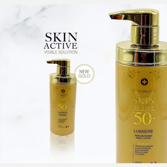 VISIBLE SOLUTION SKIN ACTIVE SPF 50+ ++  LUMIÈRE  SKIN WHITENING BODY LOTION GOLD 400ML